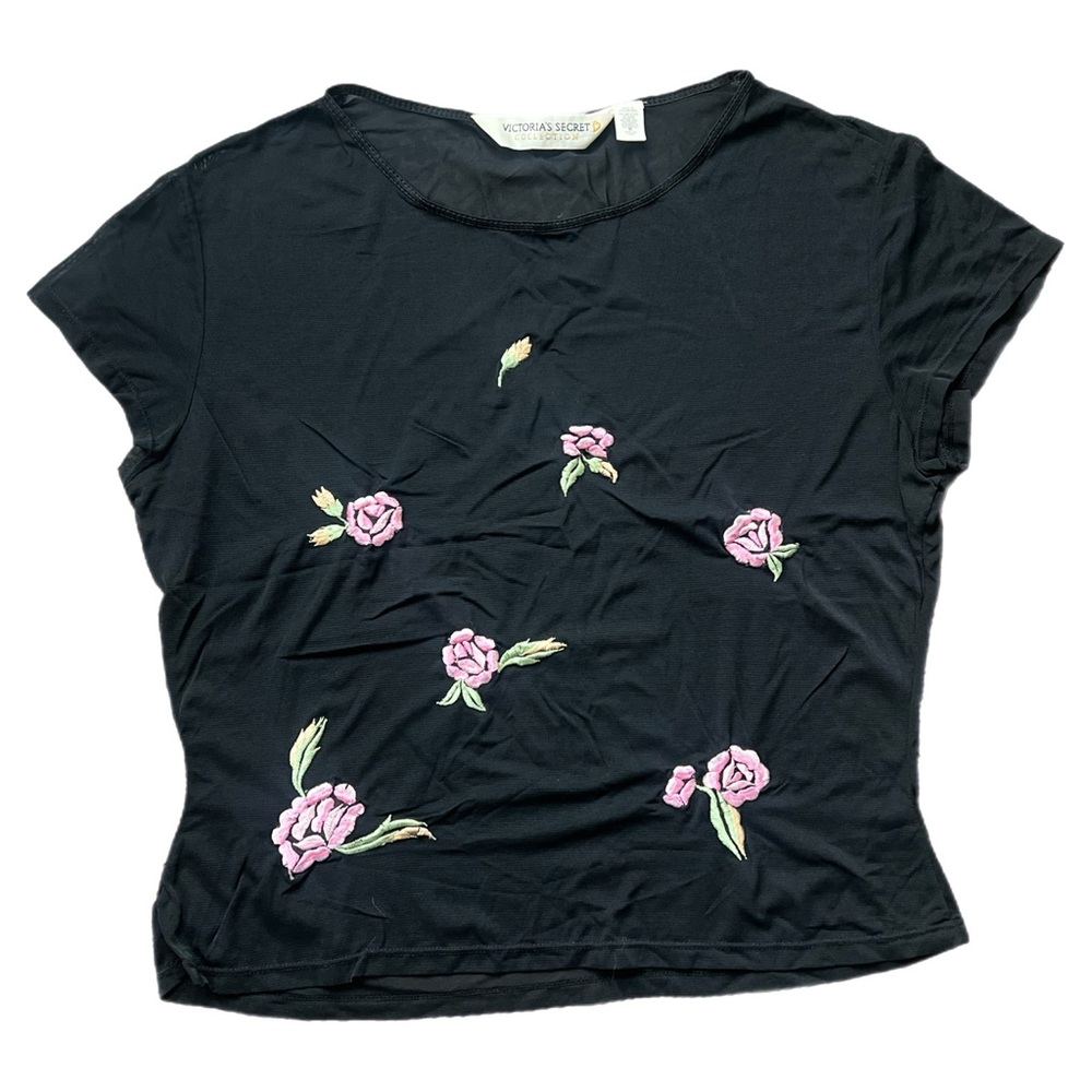 Vintage 1997 Victoria's Secret Gold Label Sheer Floral Embroidered Top - M